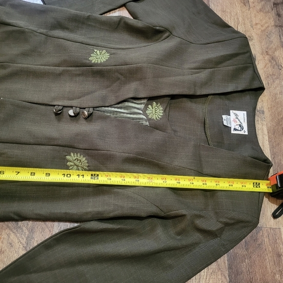 Vintage Majuar 3-Piece Ruched Tank Embroidered Blazer & Trouser Set Size 34 - Picture 13 of 16